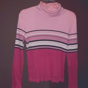 COPY - Carolyn Taylor XL Pink striped turtleneck sweater